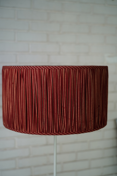 Barrel Shade (L) - Red Block Print, Pleated